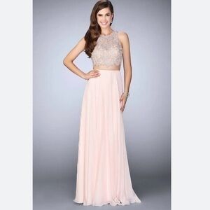 LA FEMME Blush Two Piece gown